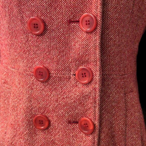 Mudd Red + White Hooded Double Breasted Wool Blend Peacoat - Picture 2 of 15